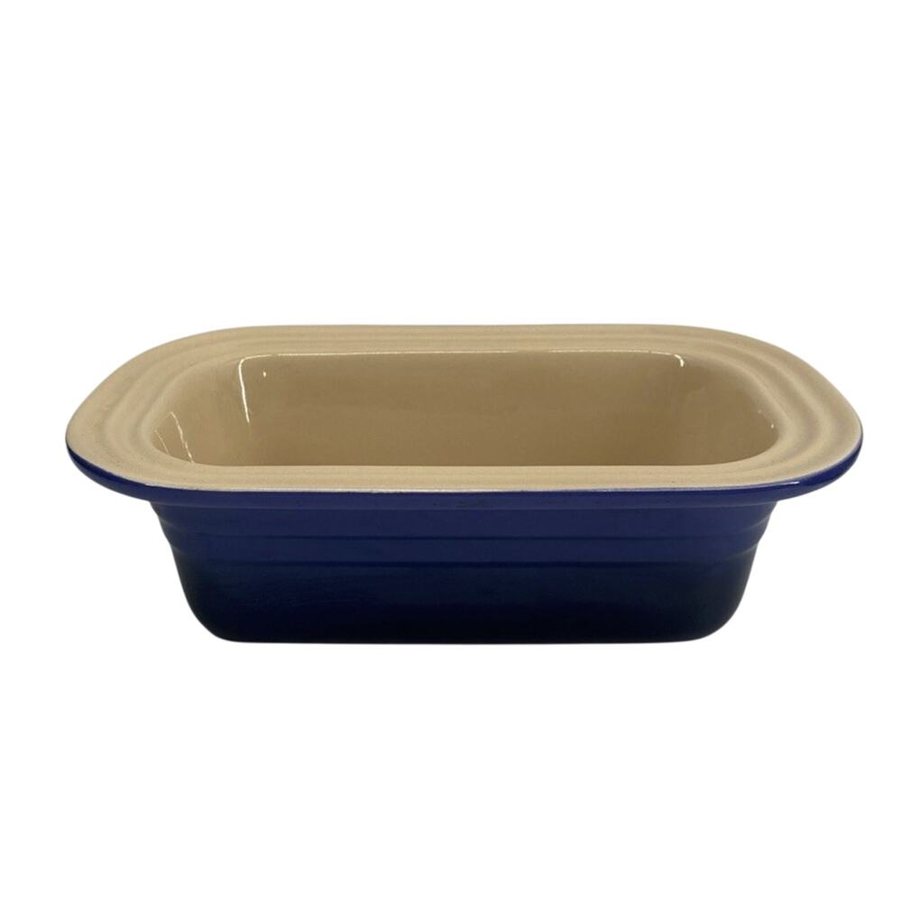 Le Creuset Heritage Blue Stoneware 11” Deep Loaf Pan w/Wide Edges Meatloaf Bread